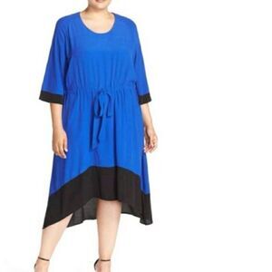 Melissa McCarthy Seven7 crinkle crepe hi lo dress